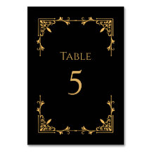Black Tie Royal Regency Wedding Table Number