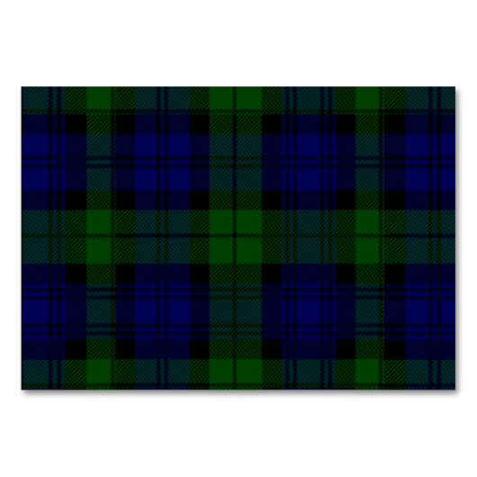 Numéro De Table Black Watch Tartan bleu vert Plaid (Devant)