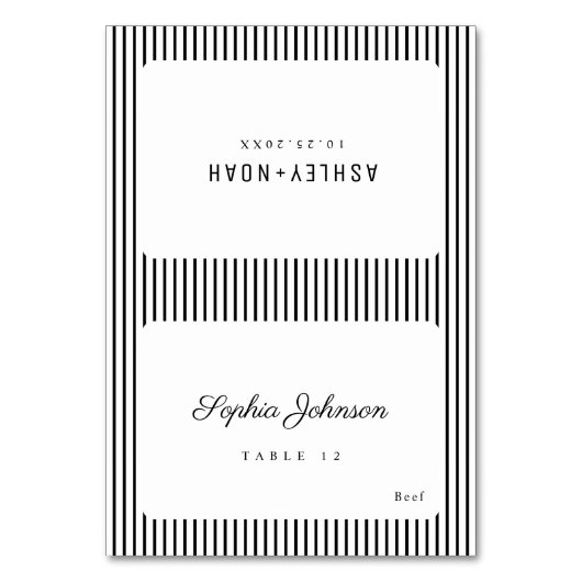 Numéro De Table Black & White Elegance Classy Foldable Place Card (Par défaut)