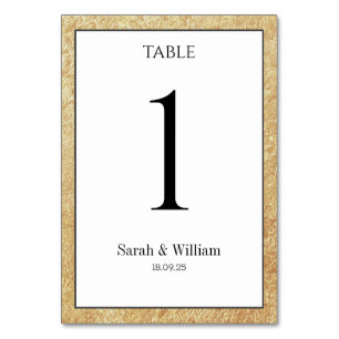 Numéro De Table Blanc avec Mariage de bordure en or criqué