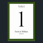 Numéro De Table Blanc Avec Pine Forest Vert Mariage frontalier<br><div class="desc">Une carte classique de numéro de table verte et blanche mariage de la pinède qui peut être customisée avec n'importe quel numéro de table. Les graphiques apparaissent des deux côtés de cette carte.</div>