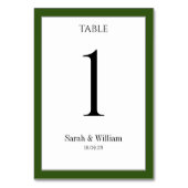 Numéro De Table Blanc Avec Pine Forest Vert Mariage frontalier (Par défaut)