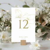 Numéro De Table Blanc et Or | Mariage floral moderne chic