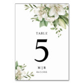 Numéro De Table Blanc Lily Elegant Aquarelle Floral Mariage (Dos)