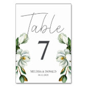 Numéro De Table Blanc Magnolia Floral Rustic Mariage Numéro de tab (Dos)