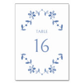 Numéro De Table Blanc + Mariage Floral moderne bleu (Par défaut)