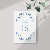 Numéro De Table Blanc + Mariage Floral moderne bleu