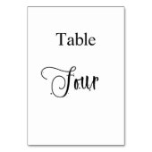 Numéro De Table Blanc Noir calligraphie table quatre 4 élégant (Par défaut)