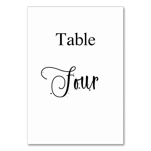 Numéro De Table Blanc Noir calligraphie table quatre 4 élégant (Par défaut)