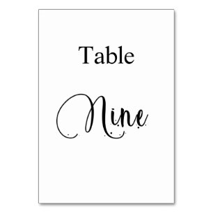 Numéro De Table Blanc Noir calligraphie tableau neuf 9
