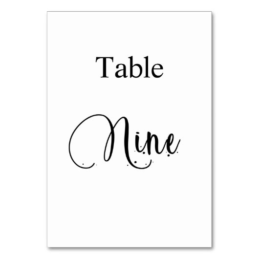 Numéro De Table Blanc Noir calligraphie tableau neuf 9 (Dos)
