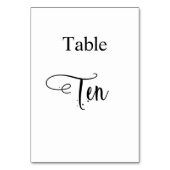 Numéro De Table Blanc noir élégant calligraphie table dix 10 (Dos)