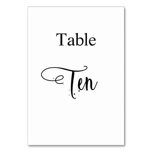Numéro De Table Blanc noir élégant calligraphie table dix 10 (Dos)