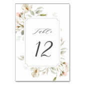 Numéro De Table Blanc Sage Blush Élégant Mariage Floral (Dos)