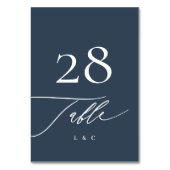 Numéro De Table Blanc sur bleu marine | Calligraphie Mariage moder (Par défaut)