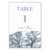 Numéro De Table Bleu Arbres du fond Mariage de Boho Tropical (Dos)
