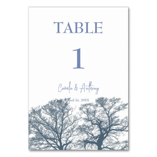 Numéro De Table Bleu Arbres du fond Mariage de Boho Tropical (Par défaut)