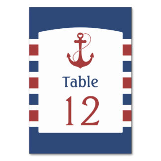 Numéro De Table Bleu avec Ancre rouge Numéro de tableau