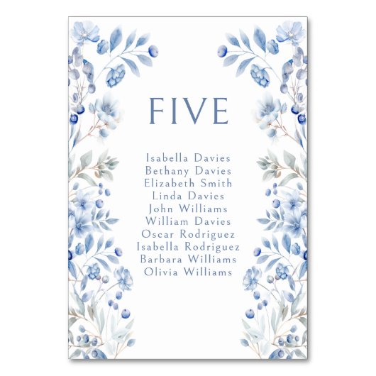 Numéro De Table Bleu Berries d'hiver Fleurs Mariages Numéros de ta (Par défaut)