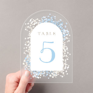 Numéro de table bleu blanc du souffle du bébé