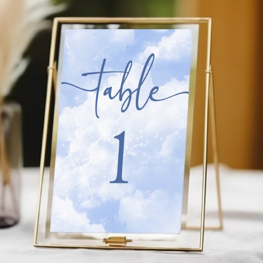 Numéro De Table Bleu blanc éclat Mariage nuages