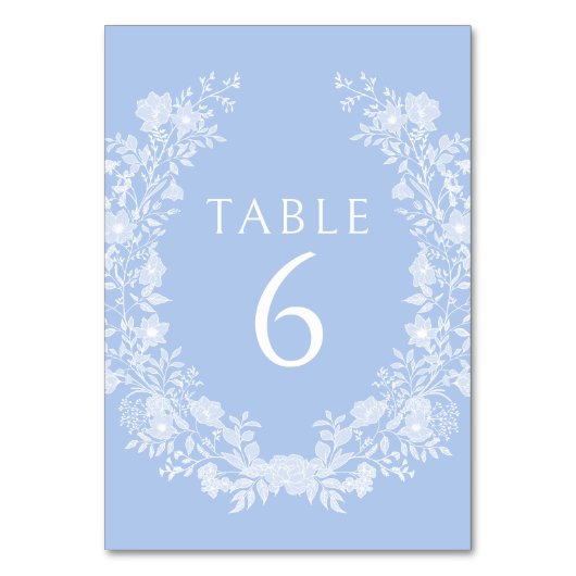 Numéro De Table Bleu blanc fleuri couronnes rustique classique mar (Par défaut)