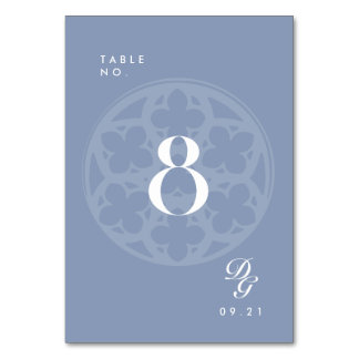 Numéro de table bleu ciel élégant classique cathéd