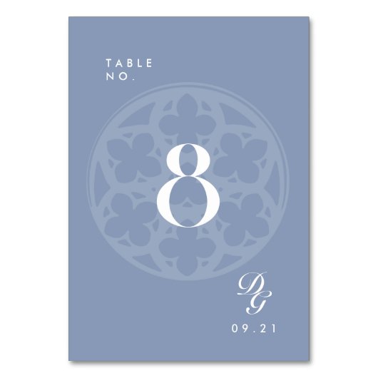 Numéro de table bleu ciel élégant classique cathéd (Dos)