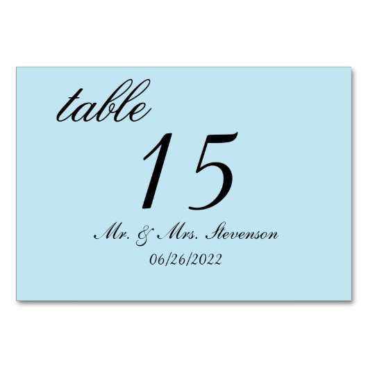 Numéro de table bleu clair (Devant)