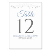 Numéro De Table Bleu clair et gris Simple Mariage élégant (Dos)