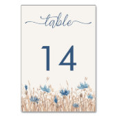 Numéro De Table Bleu Corbeille & Blé Champ blanc Mariage moderne (Dos)