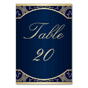 Numéro De Table Bleu de luxe, Réception de mariage, Marine, Or,