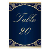 Numéro De Table Bleu de luxe, Réception de mariage, Marine, Or, (Dos)