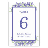 Numéro De Table Bleu de mariage floral aquarelle élégant (Dos)
