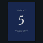 Numéro De Table Bleu de marine minimaliste classique | Numéro de t<br><div class="desc">Ce bleu marine minimaliste classique | numéro de table argent est idéal pour un mariage simple, moderne, romantique et élégant. La palette de couleurs bleu marine foncé et la typographie vintage minimale lui confèrent une touche formelle chic et classe. Le design est flexible, parfait pour une soirée contemporaine basique, printemps,...</div>