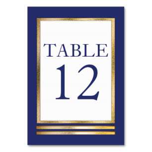 Numéro De Table Bleu Doré Blanc Moderne Simple Élégant