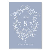 Numéro De Table Bleu Duché Élégant Français Floral Crest (Dos)