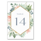Numéro De Table Bleu Duisier Bleu Succulent Jardin Floral Mariage (Dos)