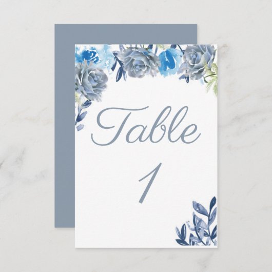 Numéro de table bleu Dusty (Devant / Derrière)
