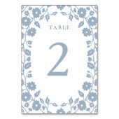Numéro De Table Bleu Dusty Romantique Folk Fleurs florales (Par défaut)