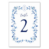 Numéro De Table Bleu et blanc monogramme (Par défaut)