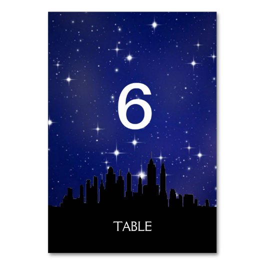 Numéro De Table Bleu étoile Ville Skyline Menu+Carte Table (Par défaut)