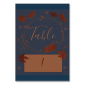 Numéro De Table Bleu foncé Automne Citrouille & Feuille (Dos)