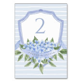 Numéro De Table Bleu Hydrangea Aquarelle Mariage Crest (Par défaut)