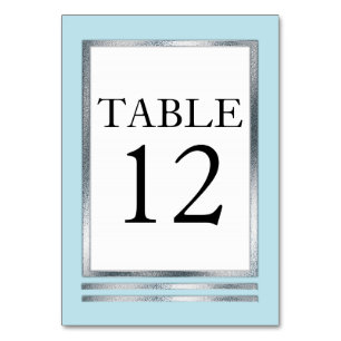 Numéro De Table Bleu Lt ARGENT Blanc Moderne Simple Élégant