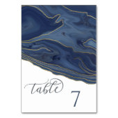 Numéro De Table Bleu marine chic agate romantique élégant (Dos)