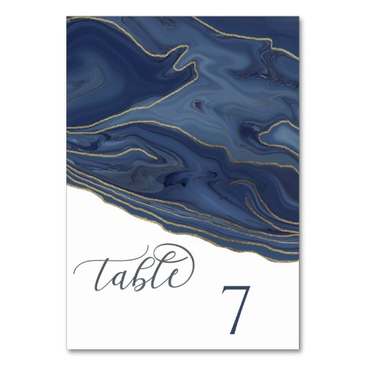 Numéro De Table Bleu marine chic agate romantique élégant (Par défaut)