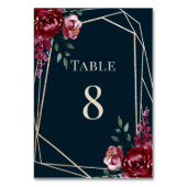 Numéro De Table Bleu Marine | Mariage Floral Bourgogne (Dos)