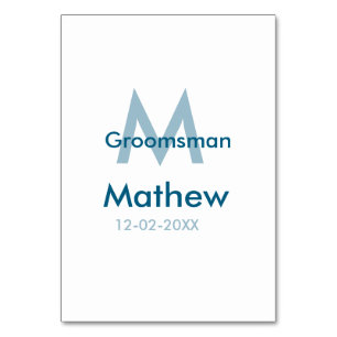 Numéro De Table Bleu marine nom du garçon d'honneur lettre date ma