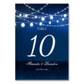 Numéro De Table Bleu Night et Argent String Mariage (Dos)